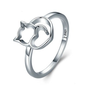 Anillo silueta de gato en plata Anillo silueta de gato en plata