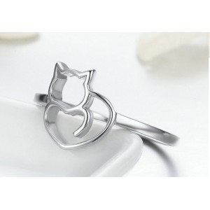 Anillo silueta de gato en plata Anillo silueta de gato en plata