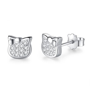 Aretes en plata topitos pequeños de gato