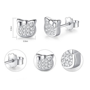 Aretes en plata topitos pequeños de gato