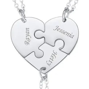 Set de dijes en acero para familia personalizable - Collares de corazón
