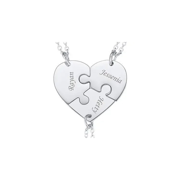 Set de dijes en acero para familia personalizable - Collares de corazón Set de dijes en acero para familia personalizable - Collares de corazón