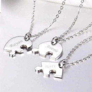 Set de dijes en acero para familia personalizable - Collares de corazón