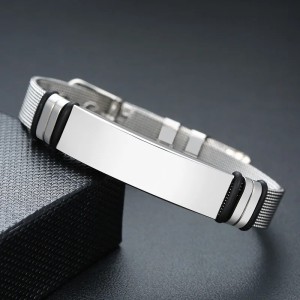 Brazalete para hombre en acero personalizable - Manilla para grabar texto