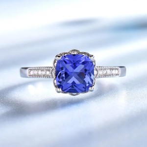 Anillo de compromiso en plata piedra nano tanzanita - promesa Anillo de compromiso en plata piedra nano tanzanita - promesa