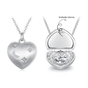 Collar con dije corazón de amor personalizable en plata