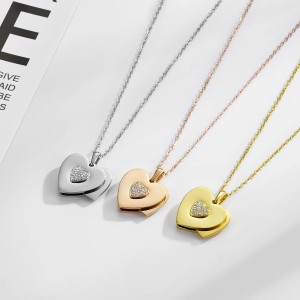 Collar corazón mensaje secreto personalizables en acero inoxidable