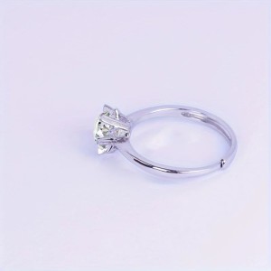 Anillo de compromiso copos de corazon en plata con moissanita