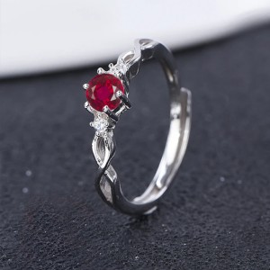 Anillo de compromiso en plata clásico infinito con rubí