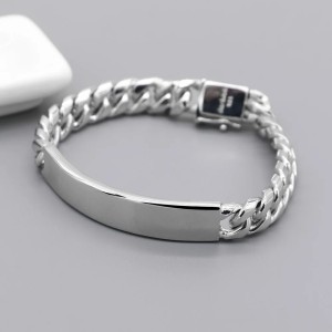 Manillas para parejas de cadena cubana en plata 925 personalizable lazos reales Manillas para parejas de cadena cubana en plata 925 personalizable lazos reales