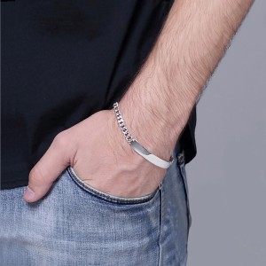 Manillas para parejas de cadena cubana en plata 925 personalizable lazos reales Manillas para parejas de cadena cubana en plata 925 personalizable lazos reales